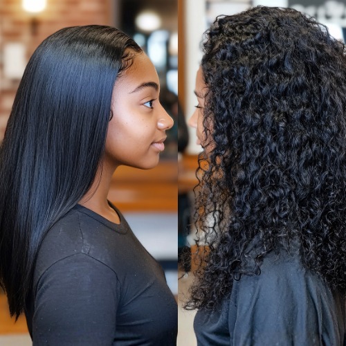 Antes e Depois - Progressiva Vegetal Havana - Transformação de cabelo cacheado para liso